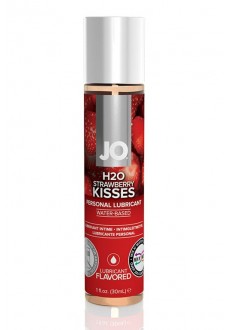 Лубрикант на водной основе с ароматом клубники JO Flavored Strawberry Kiss - 30 мл.