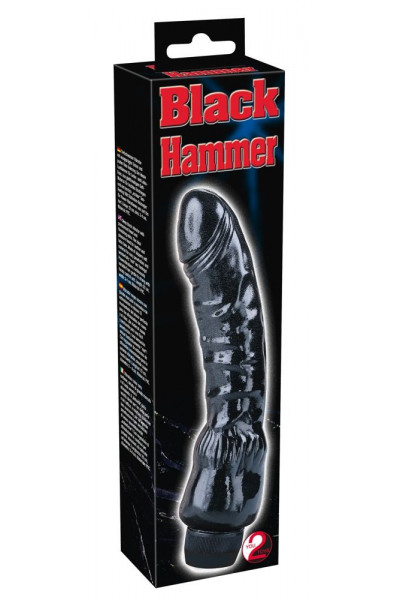 Черный вибратор-реалистик Black Hammer - 22 см.