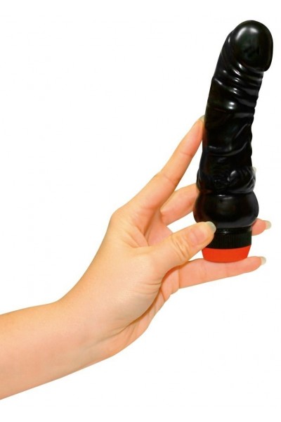 Черный вибратор-реалистик Natur-Vibrator - 17 см.