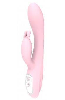 Розовый вибратор HEATING BUNNY с функцией нагрева - 18,5 см.