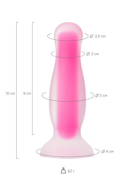 Розовая, светящаяся в темноте анальная втулка - 10 см.