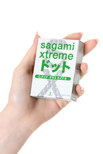 Презервативы Sagami Xtreme Type-E с точками - 3 шт.