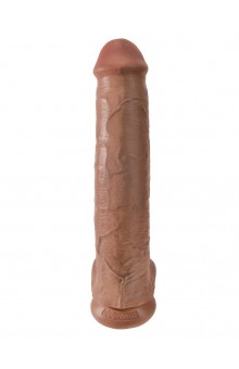 Кофейный фаллоимитатор-гигант 15  Cock with Balls - 40,6 см.