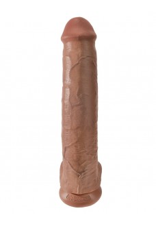 Кофейный фаллоимитатор-гигант 15  Cock with Balls - 40,6 см.