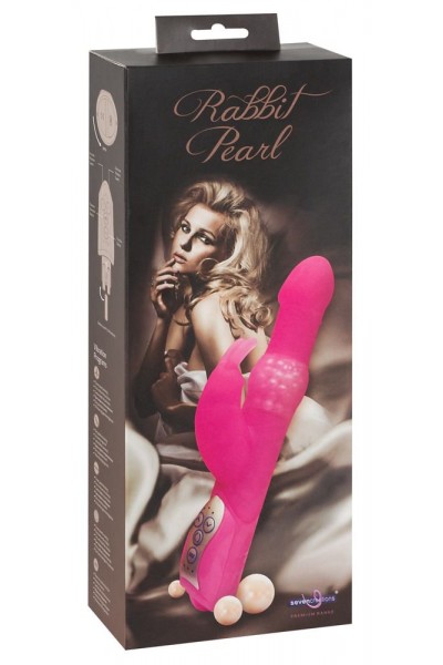 Розовый вибромассажёр с клиторальным отростком Rabbit Pearl - 26,5 см.