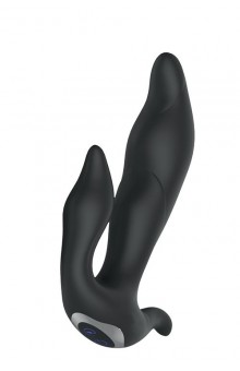 Черный вибратор N 35 RECHARGEABLE DUO VIBRATOR - 17,5 см.