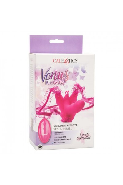 Розовая вибробабочка на ремешках Silicone Remote Venus Penis