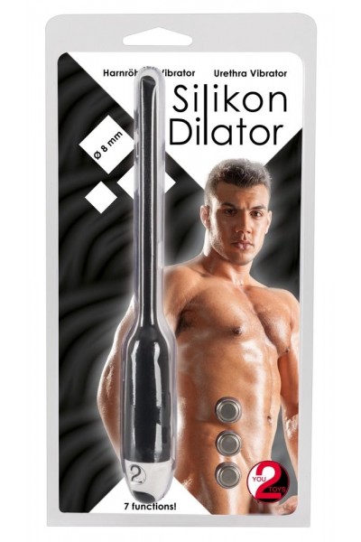 Черный силиконовый расширитель для уретры с вибрацией Silikon Dilator