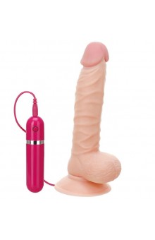 Телесный вибратор-реалистик на присоске G-GIRL STYLE 8INCH VIBRATING DONG - 20,3 см.