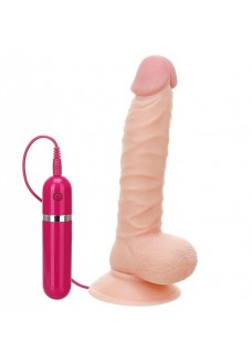 Телесный вибратор-реалистик на присоске G-GIRL STYLE 8INCH VIBRATING DONG - 20,3 см.