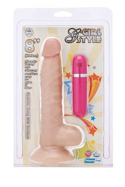 Телесный вибратор-реалистик на присоске G-GIRL STYLE 8INCH VIBRATING DONG - 20,3 см.