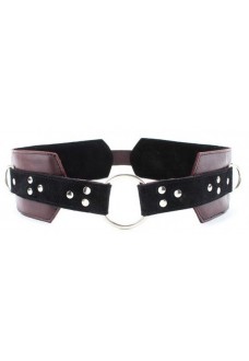 Бордовый пояс с колечками для крепления наручников Maroon Leather Belt