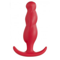 Красная анальная пробка с волнообразным рельефом - 13 см.