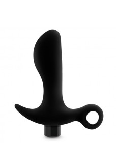 Черный анальный вибратор Silicone Vibrating Prostate Massager 01 - 10,8 см.