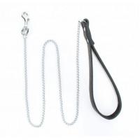 Металлический поводок с кожаной ручкой