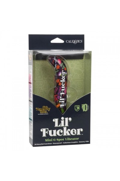 Черный мини-вибратор с цветочным принтом Lil Fucker Mini G-Spot Vibrator - 12,75 см.