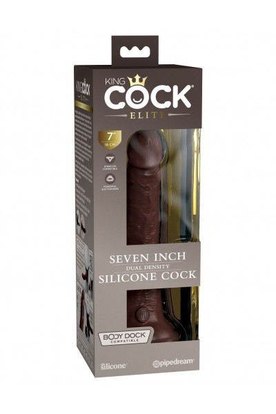 Коричневый фаллоимитатор 7  Silicone Dual Density Cock - 21 см.