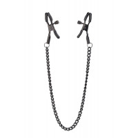 Черные зажимы на соски на цепочке BLAZE DELUXE NIPPLE CLAMPS