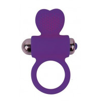 Фиолетовое эрекционное виброкольцо с сердечком