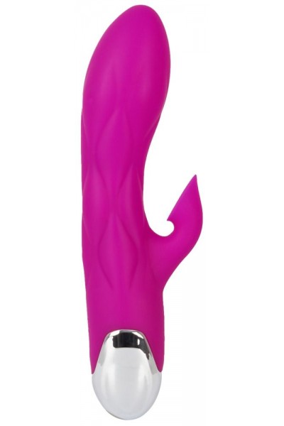 Лиловый вибратор-кролик Super Soft Silicone Sucking Vibrator - 20 см.