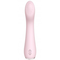 Нежно-розовый вибратор LISA с рельефной головкой - 19,3 см.