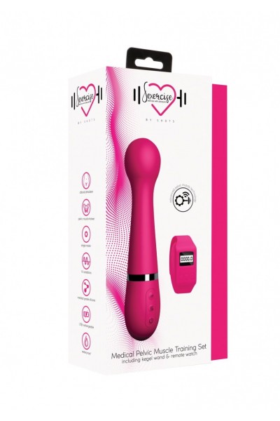 Розовый вибромассажер Kegel Wand - 18,5 см.