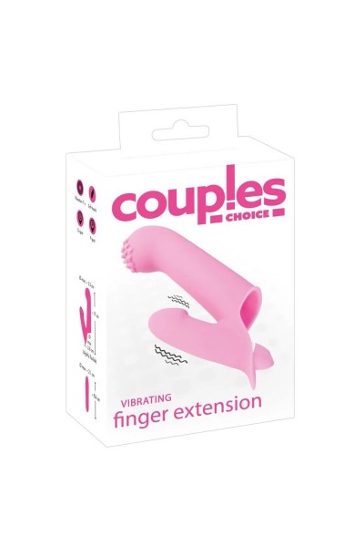 Нежно-розовая двойная вибронасадка на палец Vibrating Finger Extension - 17 см.