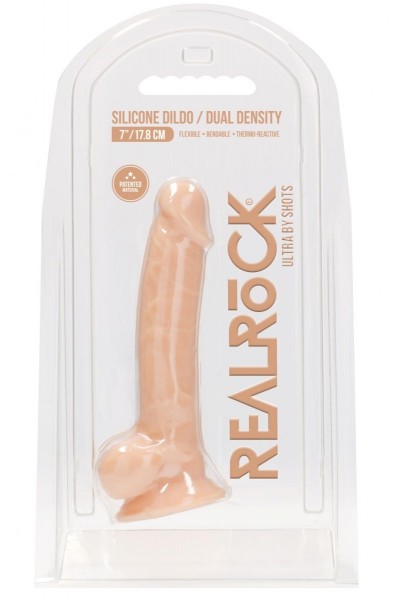 Телесный фаллоимитатор Silicone Dildo With Balls - 17,8 см.