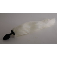 Силиконовая анальная пробка с белоснежным хвостом  Снежный Барс 