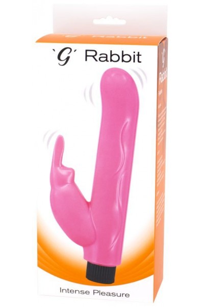 Розовый вибромассажер с клиторальным отростком G Rabbit - 15 см.