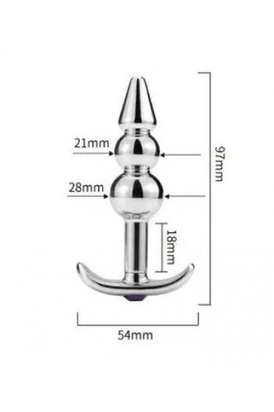 Металлическая анальная пробка-пирамидка с розовым кристаллом - 9,7 см.