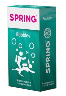 Презервативы SPRING BUBBLES с пупырышками - 9 шт.