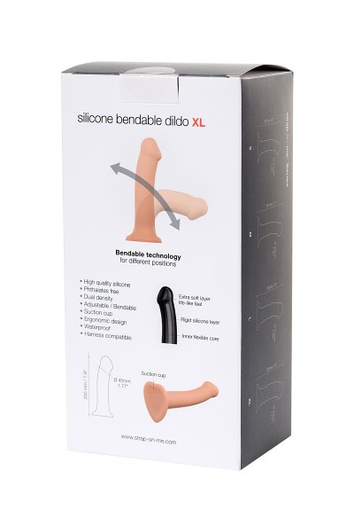 Телесный фаллос на присоске Silicone Bendable Dildo XL - 20 см.