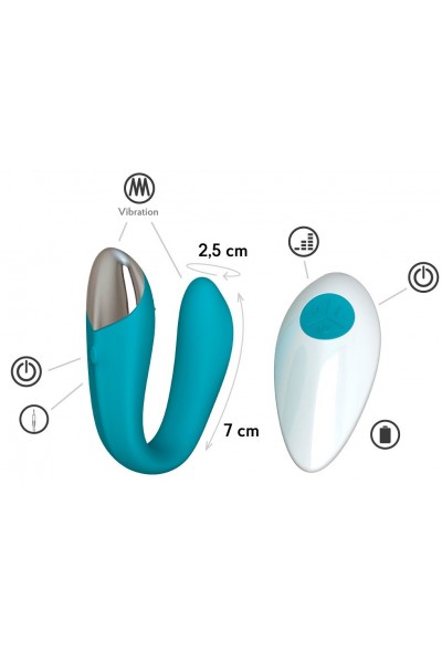 Бирюзовый вибратор для пар Fera с пультом ДУ