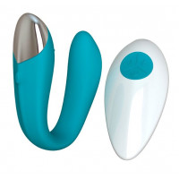 Бирюзовый вибратор для пар Fera с пультом ДУ