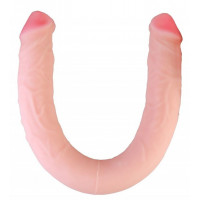 Телесный двухсторонний фаллоимитатор-реалистик - 47,7 см.