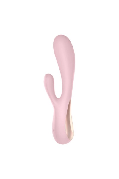 Розовый вибратор-кролик Satisfyer Mono Flex с управлением через приложение - 20,4 см.