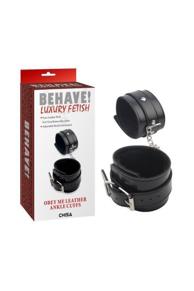 Черные оковы на ноги Obey Me Leather Ankle Cuffs