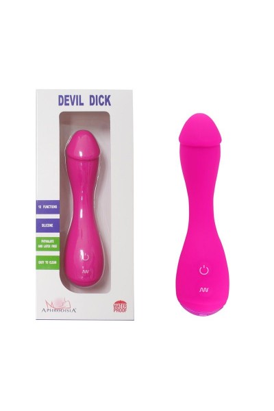 Розовый вибратор Devil Dick - 16 см.