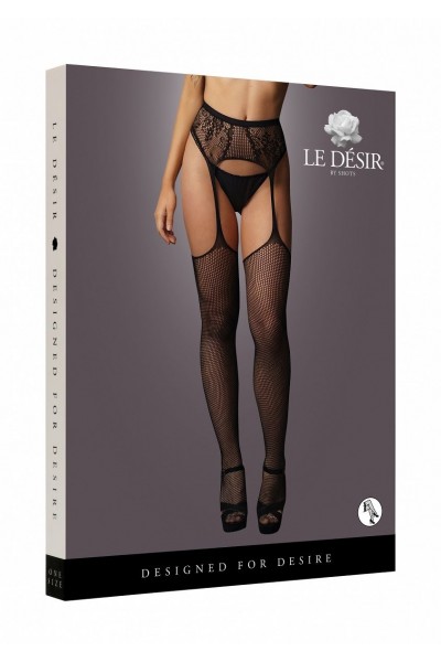 Чулки на ажурном поясе Fishnet And Lace Garterbelt Stockings