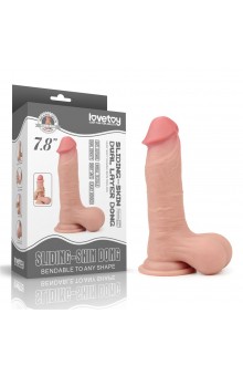 Телесный фаллоимитатор Sliding Skin Dual Layer Dong - 19,5 см.