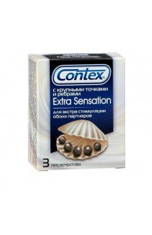 Презервативы с крупными точками и рёбрами Contex Extra Sensation - 3 шт.