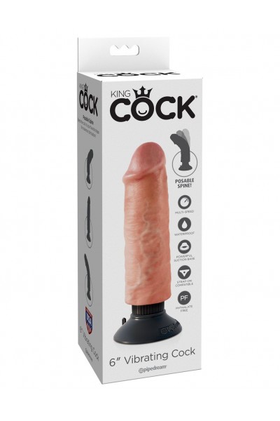 Вибромассажер-реалистик 6  Vibrating Cock - 17,8 см.