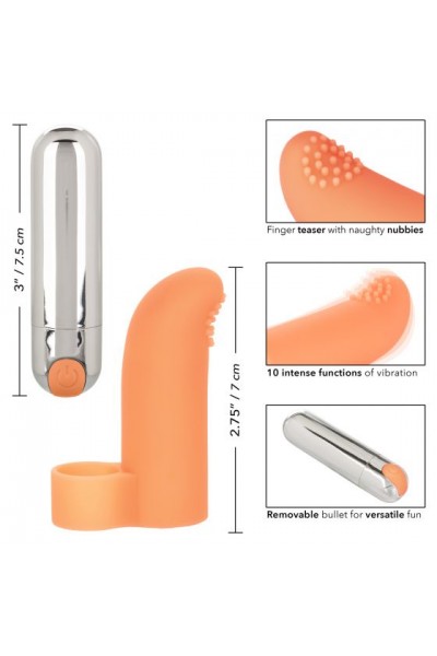 Оранжевая пулька-насадка на палец Finger Tickler - 8,25 см.