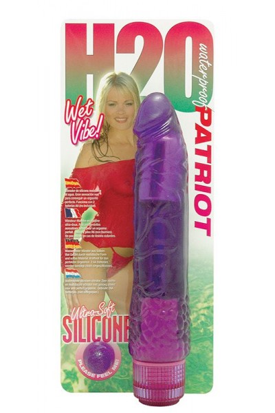 Водонепроницаемый фиолетовый вибромассажер H2O PATRIOT WATERPROOF VIBRATOR - 19 см.