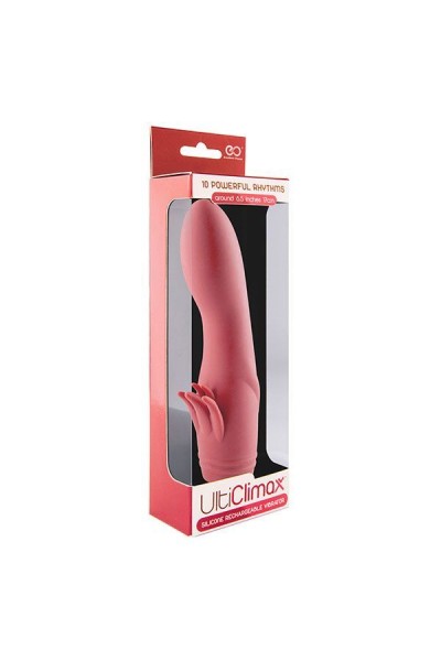 Розовый вибратор с усиками ULTI CLIMAX RECHARGEABLE VIBRATOR - 17 см.