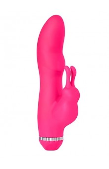 Розовый вибратор с клиторальным стимулятором PURRFECT SILICONE DELUXE RABBIT - 19 см.