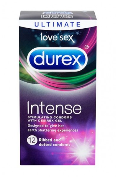 Рельефные презервативы со стимулирующей смазкой Durex Intense Orgasmic - 12 шт.