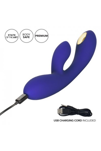 Фиолетовый вибратор с функцией электростимуляции Intimate E-Stimulator Dual Wand - 21,5 см.