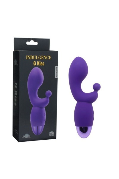 Фиолетовый вибратор INDULGENCE Rechargeable G Kiss - 16,5 см.